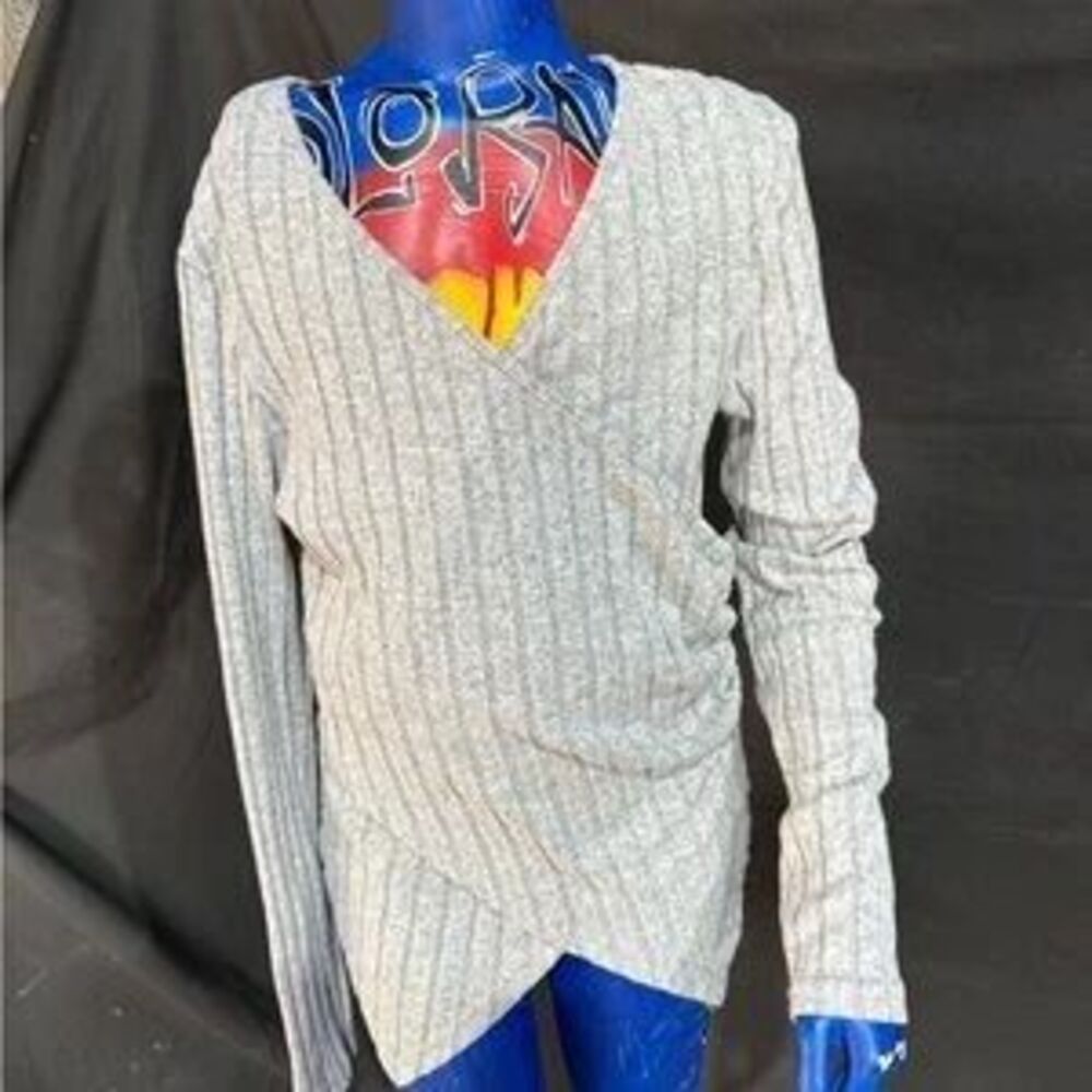 SHEIN Gray Knit Wrap Sweater